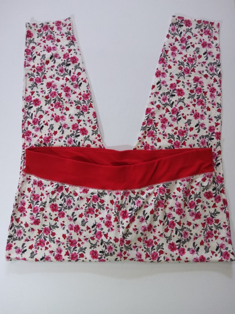 Sleep By Cacique Lounge Pants Womens 26/28 White Red Pink Rose Print Cottagecore - Picture 3 of 6